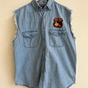 Motorcycle appeal cut off denim shirt